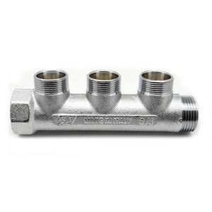 Collettore a 3 vie M.F. Componenti cromati da 3/4 di pollice per sistemi HVAC - Product Image 1