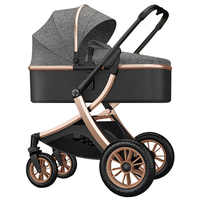 Poussette bébé 3-en-1 personnalisable, pliage à angle élevé, design confortable double face, 4 roues en métal, capacité de charge de 20 kg, intérieur/extérieur