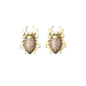 Pendientes de Moda con Bisel de Aleación Chapado en Oro y Diseño de Concha de Insecto Vintage E450-E200-0184QK - Product Image 1