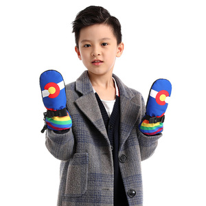 Children's Ski <b>Gloves</b> Blue And Rose Red <b>Warm</b> Lightweight For Winter Outdoor Use - Product Image 3