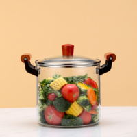 Vente en gros OEM de marmites et faitouts modernes en verre transparent avec poignées résistantes à la chaleur, compatibles sans BPA, ustensiles de cuisine sans danger pour les aliments