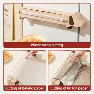 Custom Logo/Color Cling Film Dispenser with Cutter <b>Plastic</b> Wrap Cutter <b>Plastic</b> Kitchen Organizer Magnetic With <b>Sliding</b> Cutting - Product Image 5