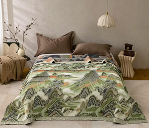 Couverture <span class=keywords><strong>de</strong></span> <span class=keywords><strong>lit</strong></span> en chanvre jacquard super douce, style chinois, 230x250cm, motif rivières et montagnes, jeté <span class=keywords><strong>de</strong></span> canapé toutes saisons - Product Image 4