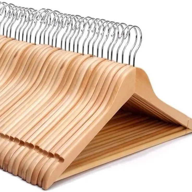 20 Pak Sterke Houten Houten Kleerhangers Met 360 Graden Roterende Haak En Ronde Broekstang