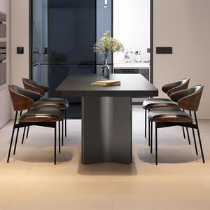 Juego de Muebles de Comedor Rectangulares al por Mayor, <span class=keywords><strong>Mesa</strong></span> y Sillas de Comedor con Estructura de Acero Inoxidable Negro de <span class=keywords><strong>Alta</strong></span> Calidad - Product Image 6