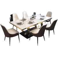 Ensemble de Tables à Manger Modernes avec Plateau en Pierre Frittée Façon Marbre Meubles de Salle à Manger Dropshipping