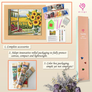 Kit de Peinture Diamant Champ de Tournesols avec Cadre, Ensemble d'Artisanat Artistique en Cristal 5D DIY, Motif Paysage Floral Rectangulaire - Product Image 3