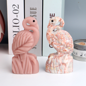 Vente en gros de sculptures d'animaux en pierre naturelle, sculptures d'oiseaux en cristal, statues de flamants roses en pierres précieuses pour la décoration de table - Product Image 5