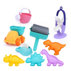 Giocattoli della muffa della sabbia del Silicone del dinosauro messi per i giocattoli della spiaggia dei bambini giocattoli all'aperto della spiaggia del Silicone di estate con il secchio e i setacci 15PCS - Product Image 4