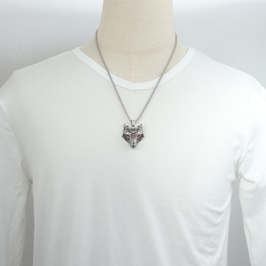 Yunnique – collier avec pendentif en forme de renard, en acier inoxydable, ton doré, yeux rouges, Style Punk, bijoux à la mode pour hommes, FY1201 - Product Image 3