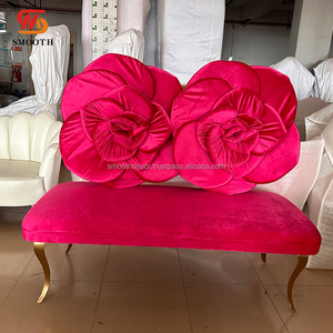 SMOOTH New Design Flower <b>Pink</b> Rose Backrest Metal Leg Gold Stainless Steel Wedding Chair for Outdoor Home Office Use - Product Image 4