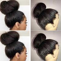 Perruque brésilienne Full Lace Wig pour femmes noires, cheveux naturels crépus lisses, couleur naturelle 1b