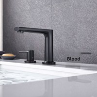Robinet de lavabo moderne et minimaliste en laiton électroplaqué, chaud et froid, à trois trous, avec double poignée et valve en céramique