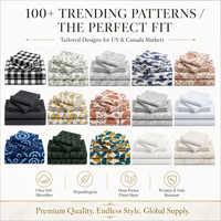 Ensemble de draps 4 pièces avec taies d'oreiller 100% polyester, taille King, impression personnalisée, literie douce et relaxante pour chambre d'adolescent