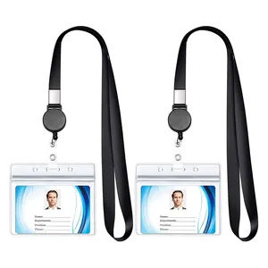 Fabricação Personalizado Pescoço Cinta Poliéster Id Lace Lanyard Abs Plástico Id Card Holder Badge Holder Para Lanyard