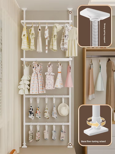 Porte-vêtements modulaire <span class=keywords><strong>télescopique</strong></span> pour la maison, du <span class=keywords><strong>sol</strong></span> au <span class=keywords><strong>plafond</strong></span>, sans perçage, <span class=keywords><strong>étagère</strong></span> de présentation de vêtements pour couloir et chambre - Product Image 4
