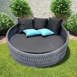 Chaise longue d'extérieur contemporaine <span class=keywords><strong>de</strong></span> qualité supérieure, design <span class=keywords><strong>en</strong></span> <span class=keywords><strong>corde</strong></span> tressée noire, cadre <span class=keywords><strong>en</strong></span> aluminium moderne pour patio, bord <span class=keywords><strong>de</strong></span> piscine, <span class=keywords><strong>jardin</strong></span>, hôtel - Product Image 3