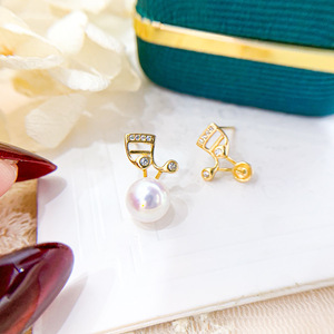 Accesorios de Plata S925 para DIY, Bandeja Vacía para Perlas, Pendientes Estilo Nota con Cuentas de 7-8mm, Joyería 21246 - Product Image 3