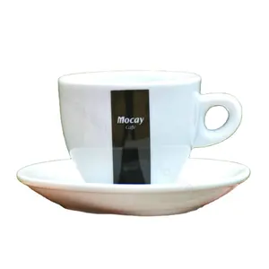 Veweet — tasse et soucoupe mocha en porcelaine blanche, tasse de café arabe, petite tasse à thé, petites tasses, 3OZ - Product Image 1