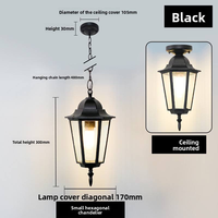 Lustre d'extérieur rétro noir étanche à LED avec LED à économie d'énergie pour l'éclairage de balcon, d'entrée, de gazebo et de cour