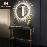 Table d'entrée contemporaine en laiton et marbre noir de luxe léger tables consoles élégantes