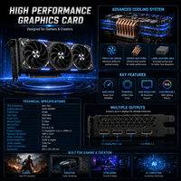 Carte graphique de bureau ASU ROG Astral GeForce RTX 5090 OC MXM PCI Express 5.0 32 Go GDDR7 DP 2.1 3.8 slots 4 ventilateurs Axial-tech d'occasion