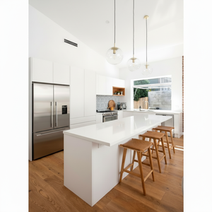 Mueble de Cocina Modular AisDecor, Moderno, Inteligente, de Madera Lacada, Personalizado, sin Tiradores, Blanco, con Grifo y Bisagras para Uso Hospitalario - Product Image 1