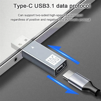 Adaptateur de charge et de données USB 3.1 mâle vers USB-C femelle 3A 10 Gbit/s, convertisseur d'extension USB vers USB-C 10 Gbit/s, chipset en aluminium