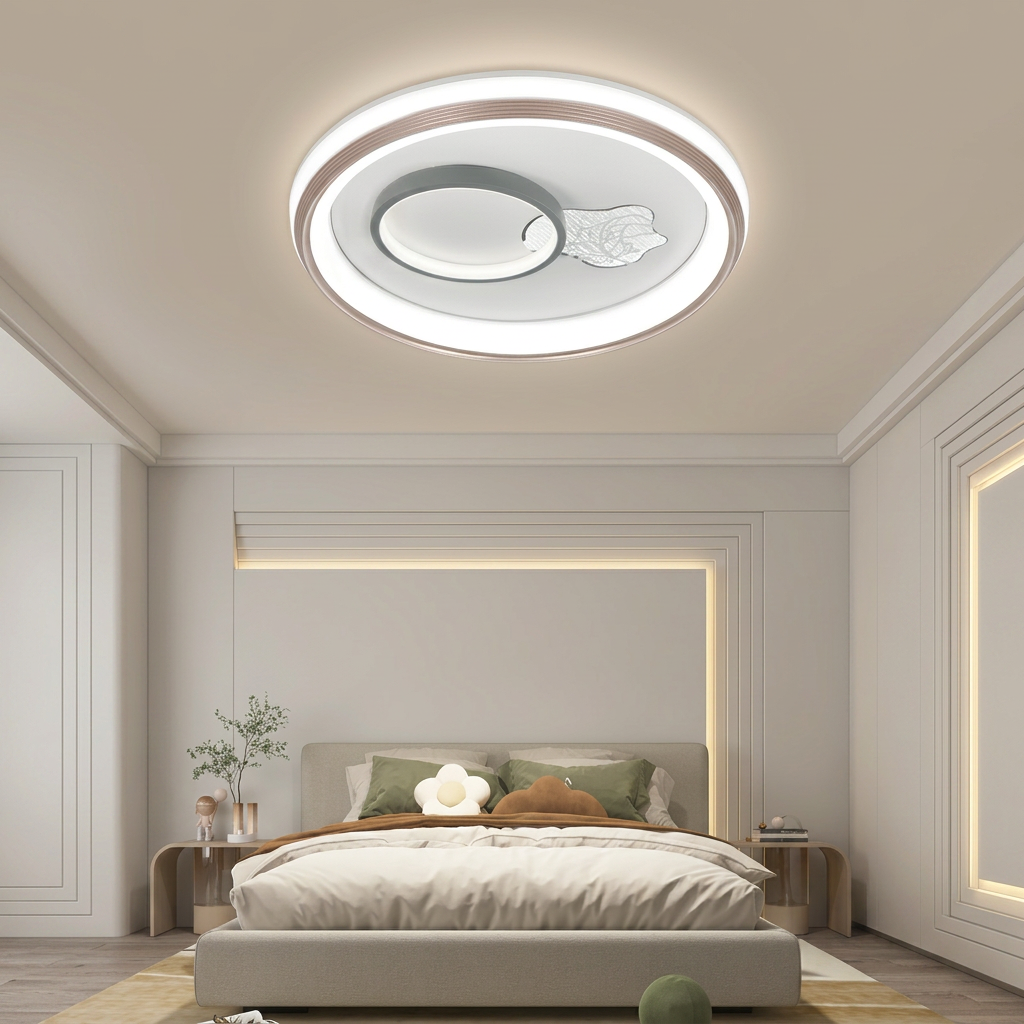 Modern Butterfly LED Ceiling Light Dual Offset Ring Flush Mount Lamp Creative Nature Decor for Kids Room Living Room Bedroom