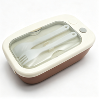 Boîte à lunch pour enfants en plastique de 750 ml, 2 compartiments avec fourchette et cuillère, récipient de stockage alimentaire micro-ondable pour la cuisine, l'école et le bureau