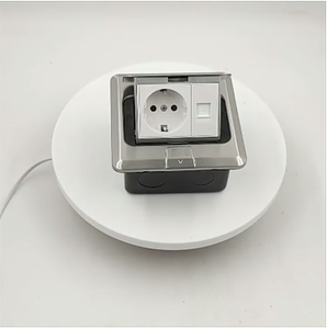 Ổ Cắm Sàn Bằng Thép Không Gỉ Ổ Cắm Sàn Kiểu Pháp Chống Nước Giấu Kín Mạng Lưới Châu Âu Mỹ Loại Lò Xo - Product Image 3