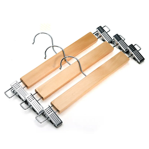 Custom Bulk <strong>Trouser</strong> <strong>Hanger</strong> Pants <strong>Clip</strong> Wooden Clothes <strong>Hangers</strong> for Skirts - Product Image 1
