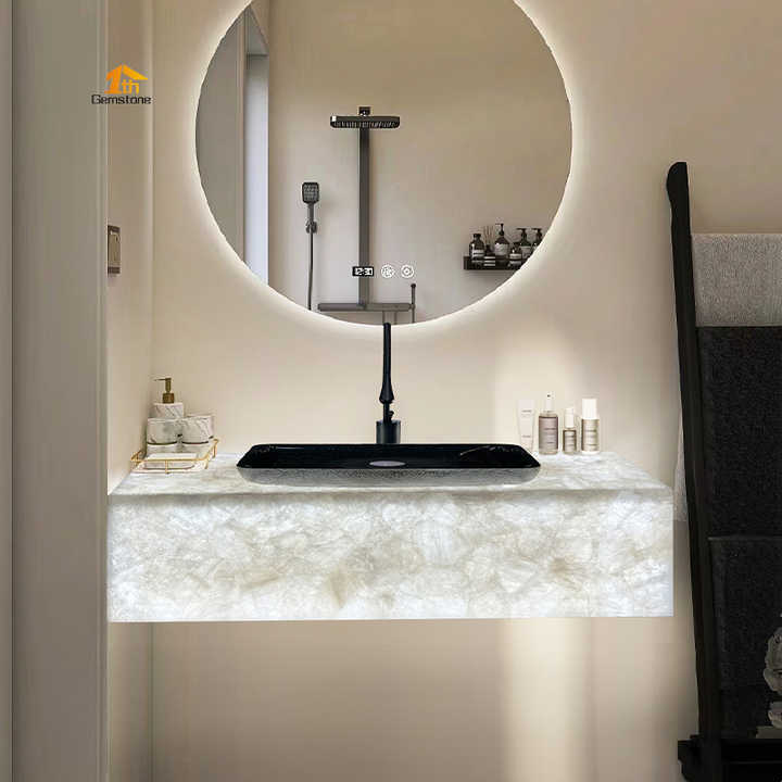 Custom White Crystal Quartz Countertops for Bathroom & Kitchen