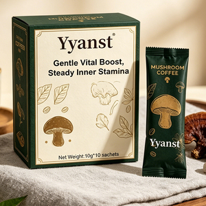 Café con Hongos para un Impulso Vital Suave, 10g*10 Sobres, Caja con Diseño de Hongos Verde Oscuro y Dorado, Compatible con OEM, Venta al por Mayor, Marca Privada - Product Image 2