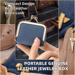 Mini organizador de joyas de cuero genuino, monedero Vintage moderno, cierre de beso, estuche de viaje portátil pequeño <span class=keywords><strong>para</strong></span> caja de bolsa de <span class=keywords><strong>joyería</strong></span> - Product Image 4