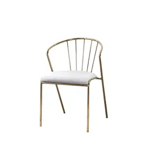 Modern lüks altın daire geri deri yemek sandalyesi pembe 6-Piece Set oturma odası veya yatak odası için çelik PU ile yapılan