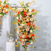 Ensemble floral artificiel champagne et orange pour arche de mariage, toile de fond, portail lunaire et décorations de scène pour événements