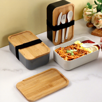 Boîte à lunch réutilisable écologique de haute qualité avec design personnalisé, structure monocouche et couvercle en bois