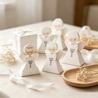 Porte-candis pour fête de baptême, design ange, pliables, en carton recyclable