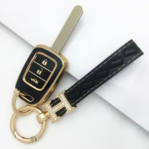 Fashion gold silver edge tpu car key case cover holder accessories for honda fit lucky vezel