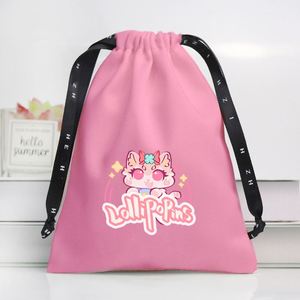 Sac en toile pliable à cordon de serrage avec motif de dessin animé personnalisé, vente chaude en gros d'usine, sac à la mode en toile pour femme, personnalisable - Product Image 1