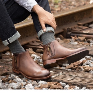 Botas de Tobillo Casuales para Hombre, de Cuero de Grano Completo, con Cierre Lateral, Estilo Británico Retro, para Otoño e Invierno - Product Image 6