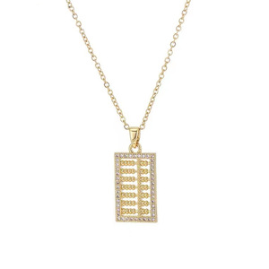 Collar Abacus con microincrustaciones de circonita, cadena de clavícula de acero de titanio para mujer - Product Image 5