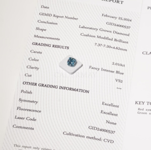 Cojín color Diamante Azul color EX corte laboratorio cultivado diamante CVD precio al por mayor CVD laboratorio diamante con certificación <span class=keywords><strong>GEMID</strong></span> - Product Image 4