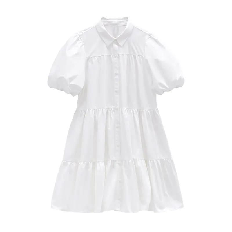 PB&ZA Summer New White Wide Swing Puff Sleeve Dress First Love Princess Dress 7901/903
