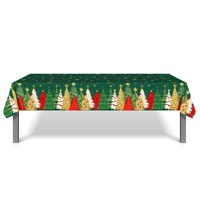 Nappe de table de Noël Huancai, motif arbre vert et flocons de neige, nappe en plastique jetable pour les fournitures de fête de Noël