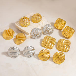 Geometric Stud <b>Earrings</b> Gold Silver Titanium Steel Ear <b>Posts</b> For Women Fashion Jewelry - Product Image 3