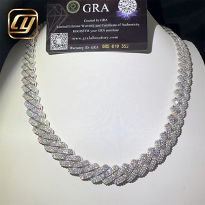 GRA Certificated Fine Jewelry Hip Hop 925 Sterling Silver 14MM <b>Iced</b> <b>Out</b> VVS Moissanite Diamond Cuban Link <b>Chain</b> Necklace - Product Image 5
