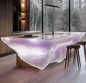 R046 <span class=keywords><strong>Table</strong></span> d'appoint minimaliste transparente en acrylique Mobilier design <span class=keywords><strong>scandinave</strong></span> <span class=keywords><strong>Table</strong></span> de <span class=keywords><strong>cocktail</strong></span> futuriste en résine éclairée par LED - Product Image 1