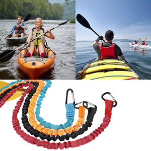 Kayak Paddle Tow Rope Red Elastic Nylon With Alloy Carabiner Hook Anti Loss Lanyard For Kayaking Accessories - Product Image 2
